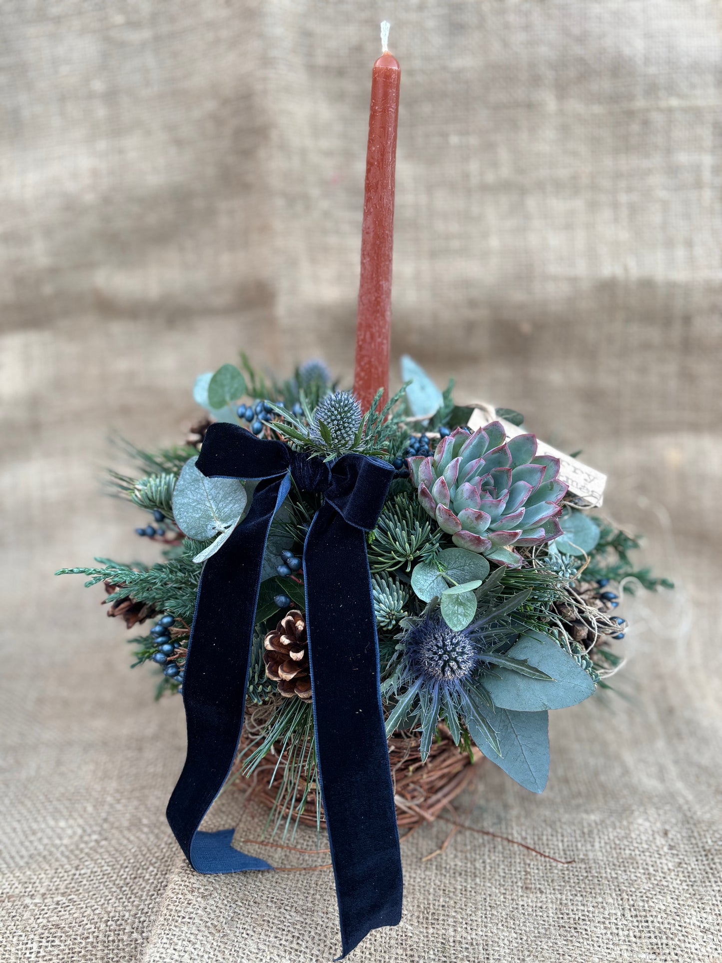 Rustic candle arrangement